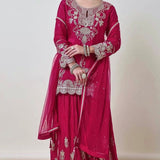 Maroon Festive Silk Top Plazzo