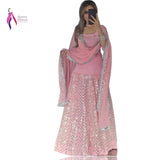 Pink Georgette Top Lehenga