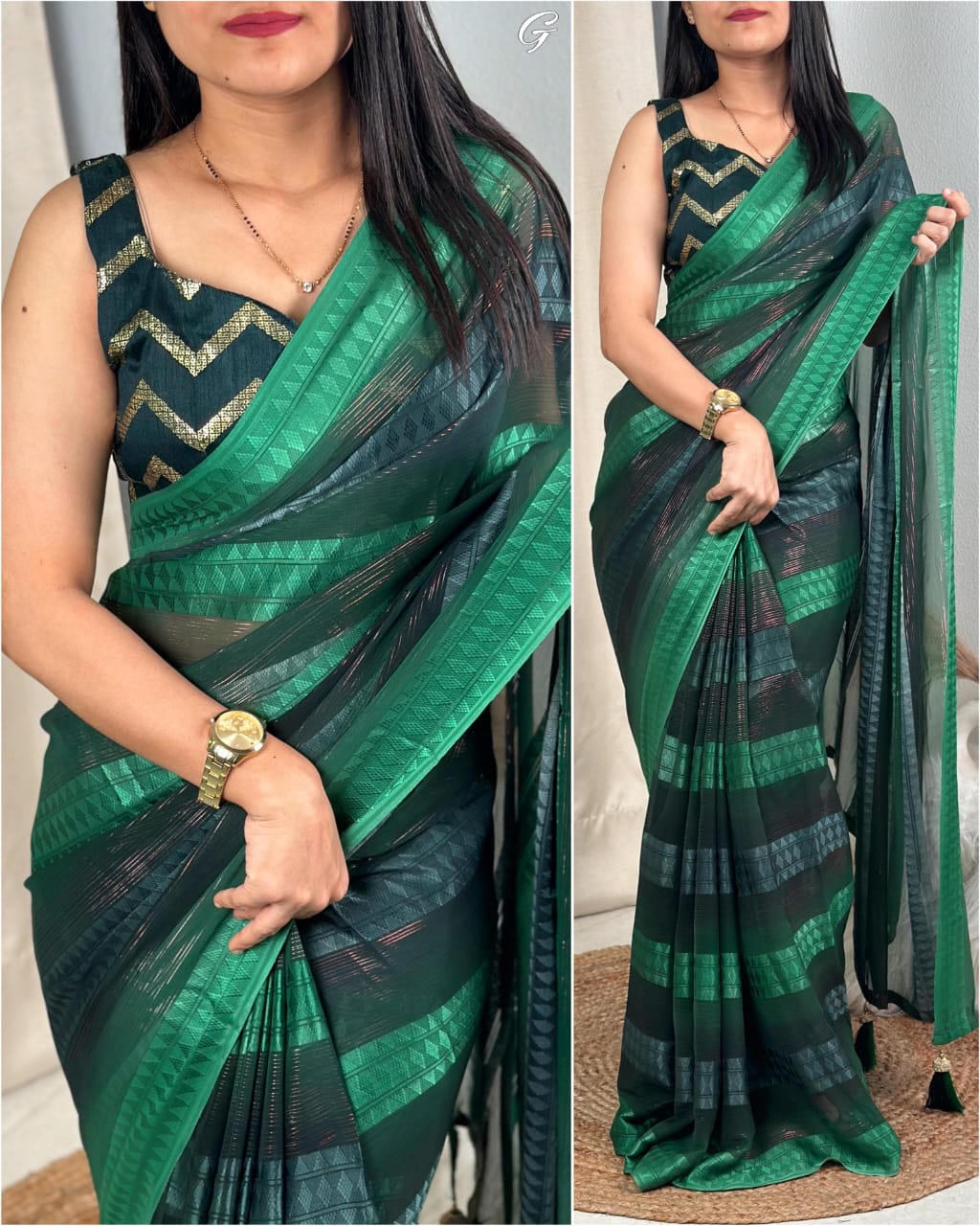 Striped Apsara Georgette Saree