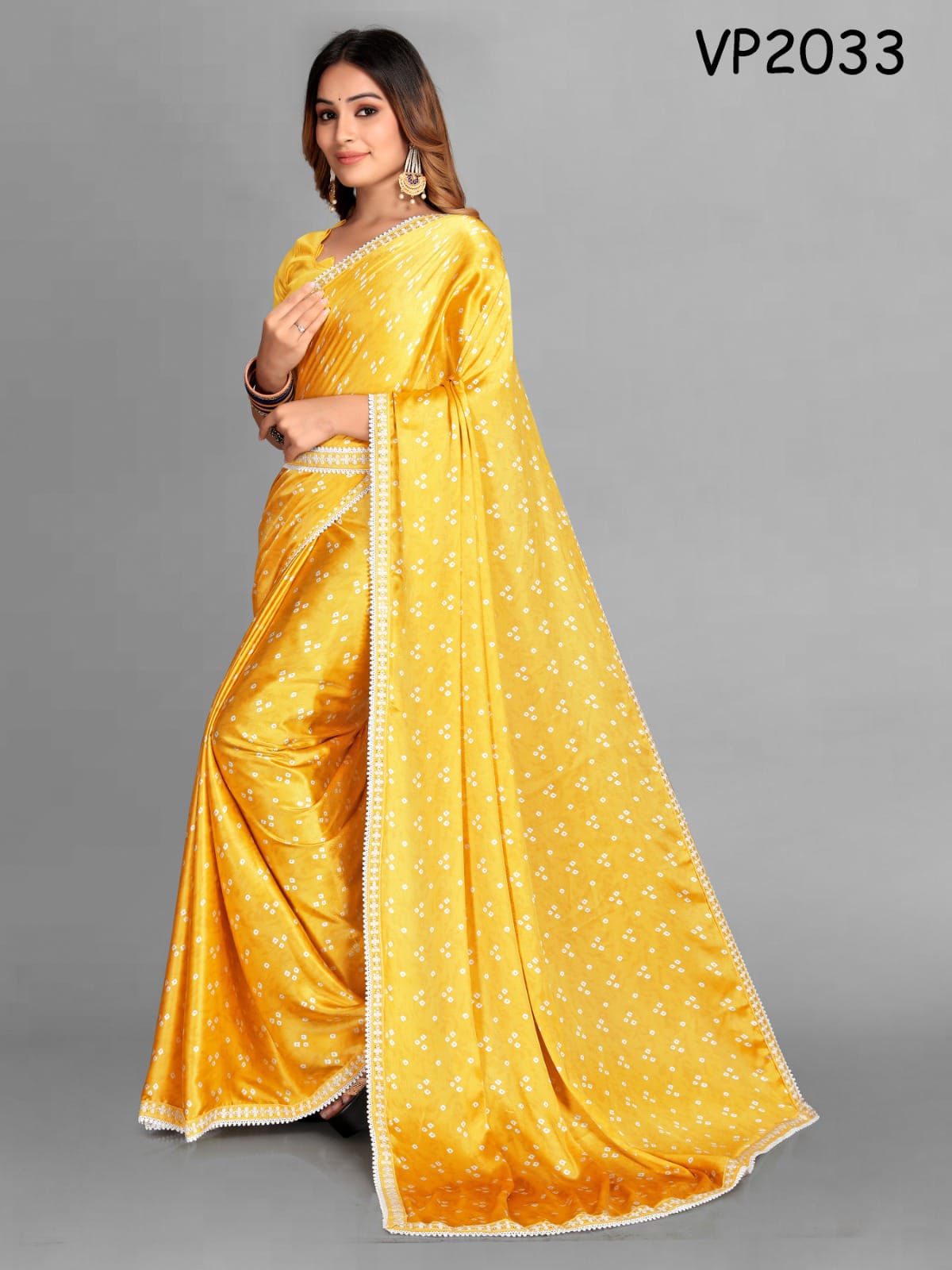 Women Bandhani Satin Saree