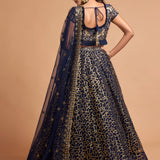 Royal Dark Blue Embroidered Lehenga