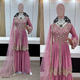 Pink Faux Georgette Salwar sharara