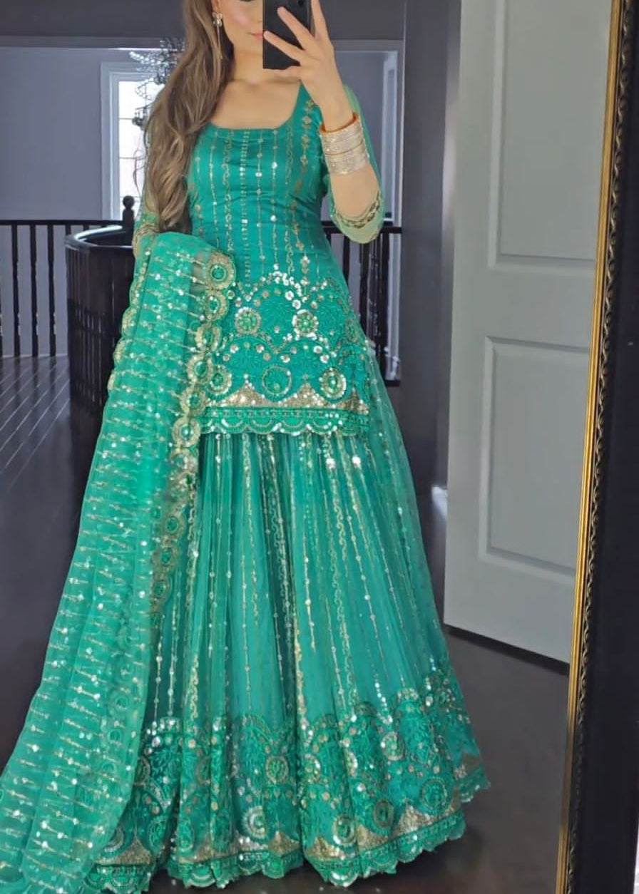 Heavy Faux Georgette Top Lehenga