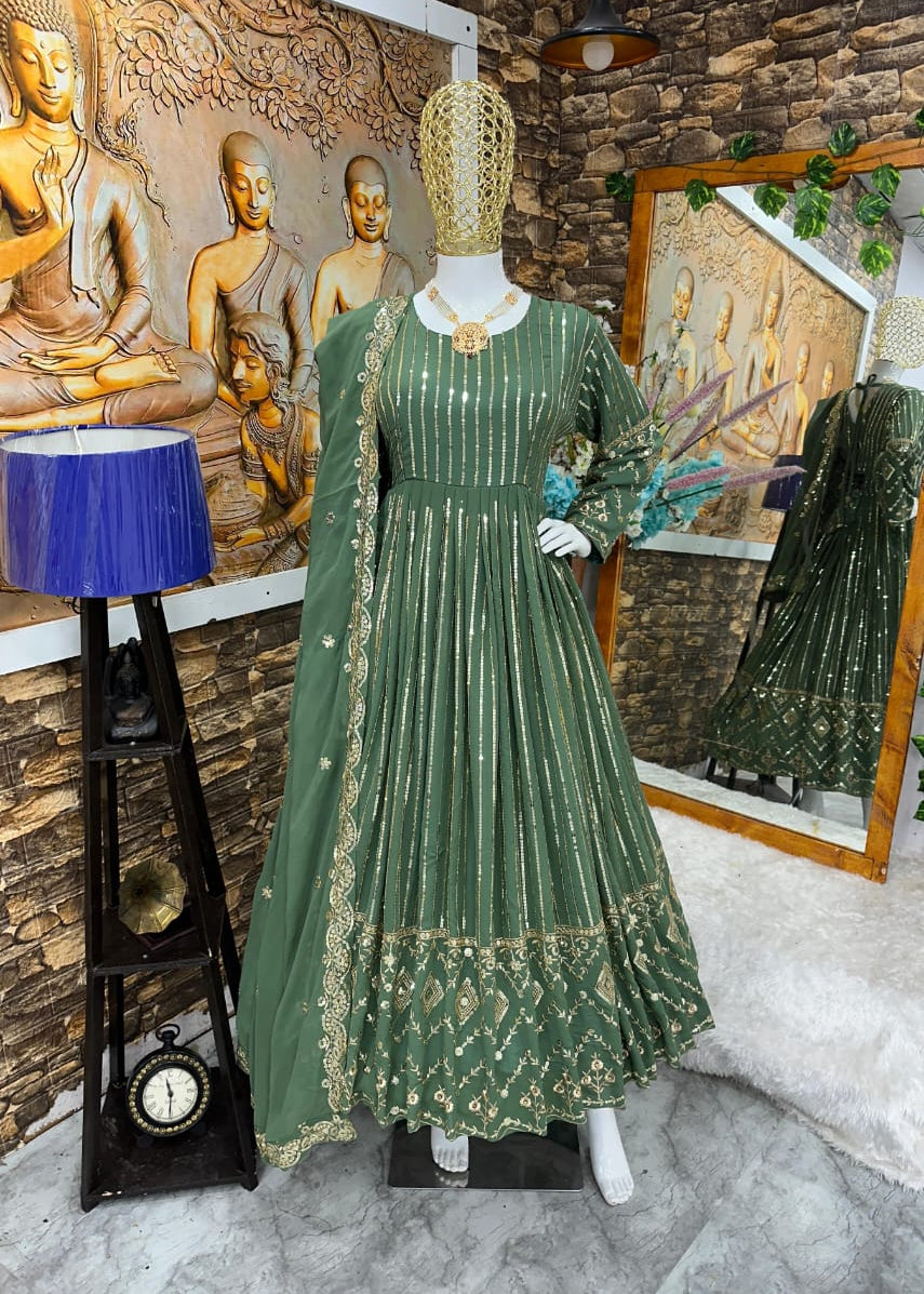 Pakistani Heavy Sequance Anarkali Gown