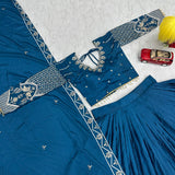 Teal Blue Festive Silk Lehenga