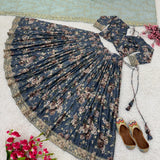 Flower Printed Chinon Lehenga