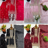 Grand Embroidered Silk Top Sharara