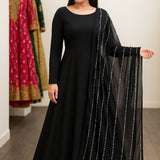 Black Classic Georgette Gown