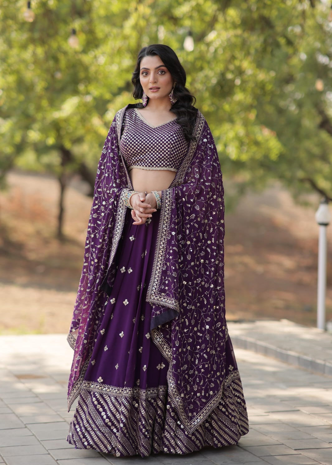 Purple Beautyfull Blooming Lehenga Choli