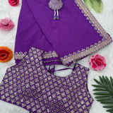 Pratiksha Purple Heavy Georgette Saree