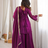 Wine Shiny Fendy Silk Suit