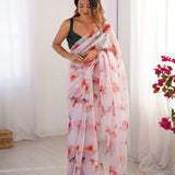Designer Flower Print Saree