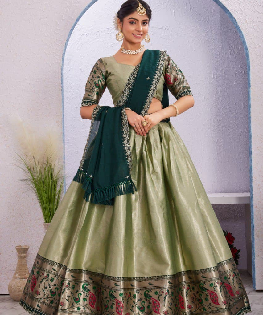 Traditional Chinon Jacquard Silk Lehenga