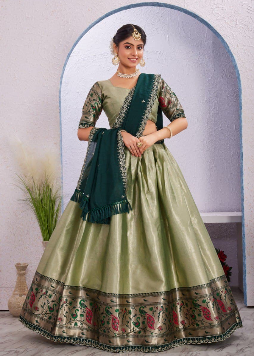 Traditional Chinon Jacquard Silk Lehenga