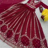 Red Heavy Embroidered Lehenga Choli