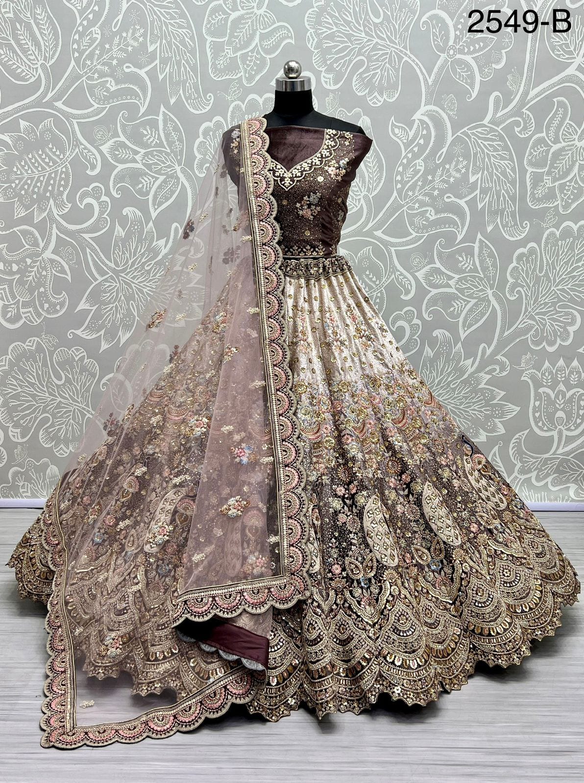 Primum Bridal Wedding Velvet Lehenga