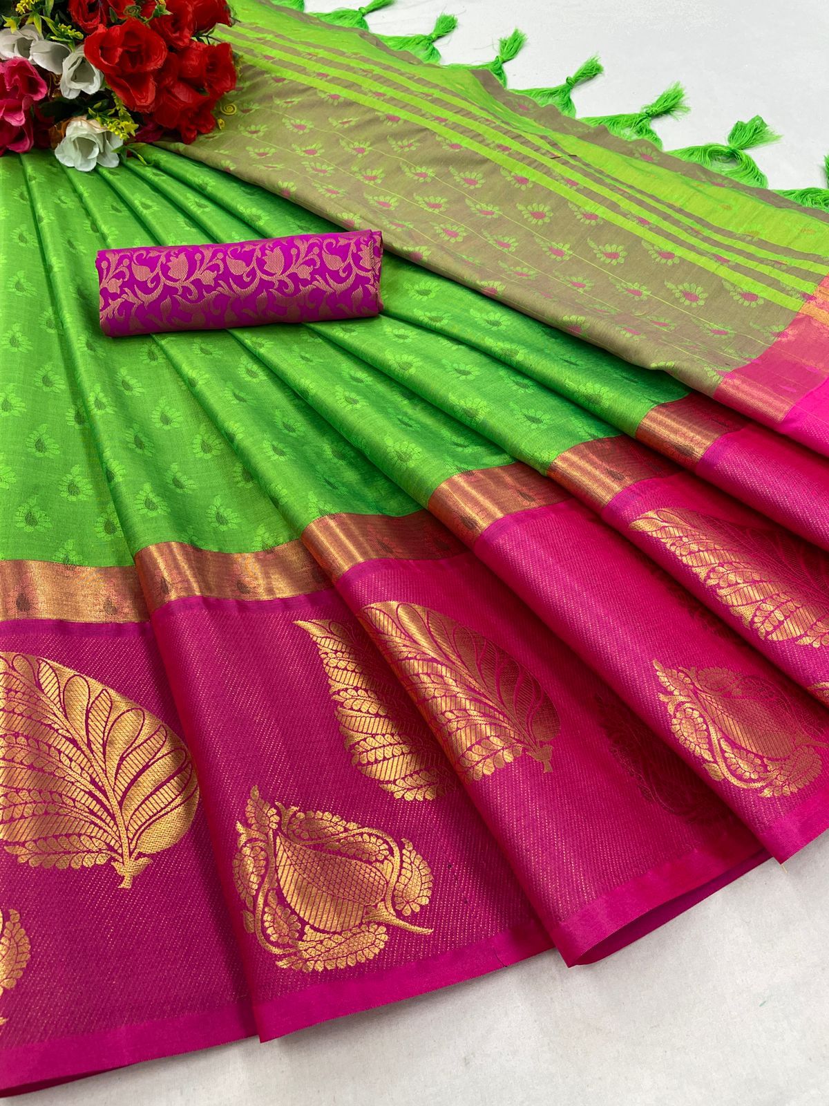 Launching mercerised cotton silk Saree