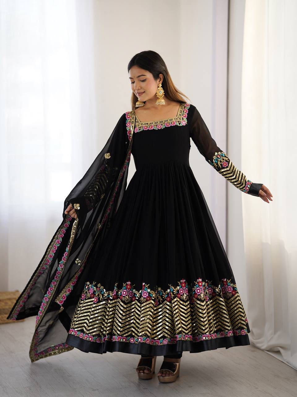 Elegant Embroidered Anarkali Suit