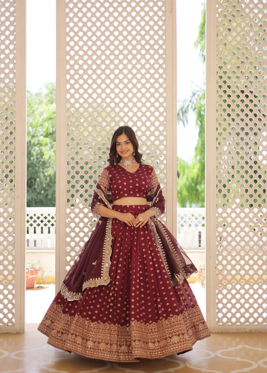 Enchanting Viscose Jacquard Lehenga