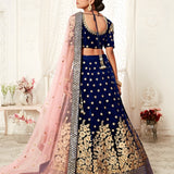 Royal Blue Velvet Bridal Lehenga