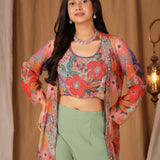 Glorious Flower Print Indo Western