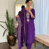 Viscose Chanderi Straight Suit