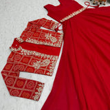 Red Bandhej Faux Georgette Suit