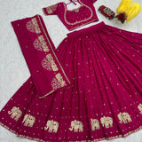 Festive Embroidered Chinon Lehenga