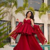 Ethnic Tabby Organza  Top Sharara Plazzo