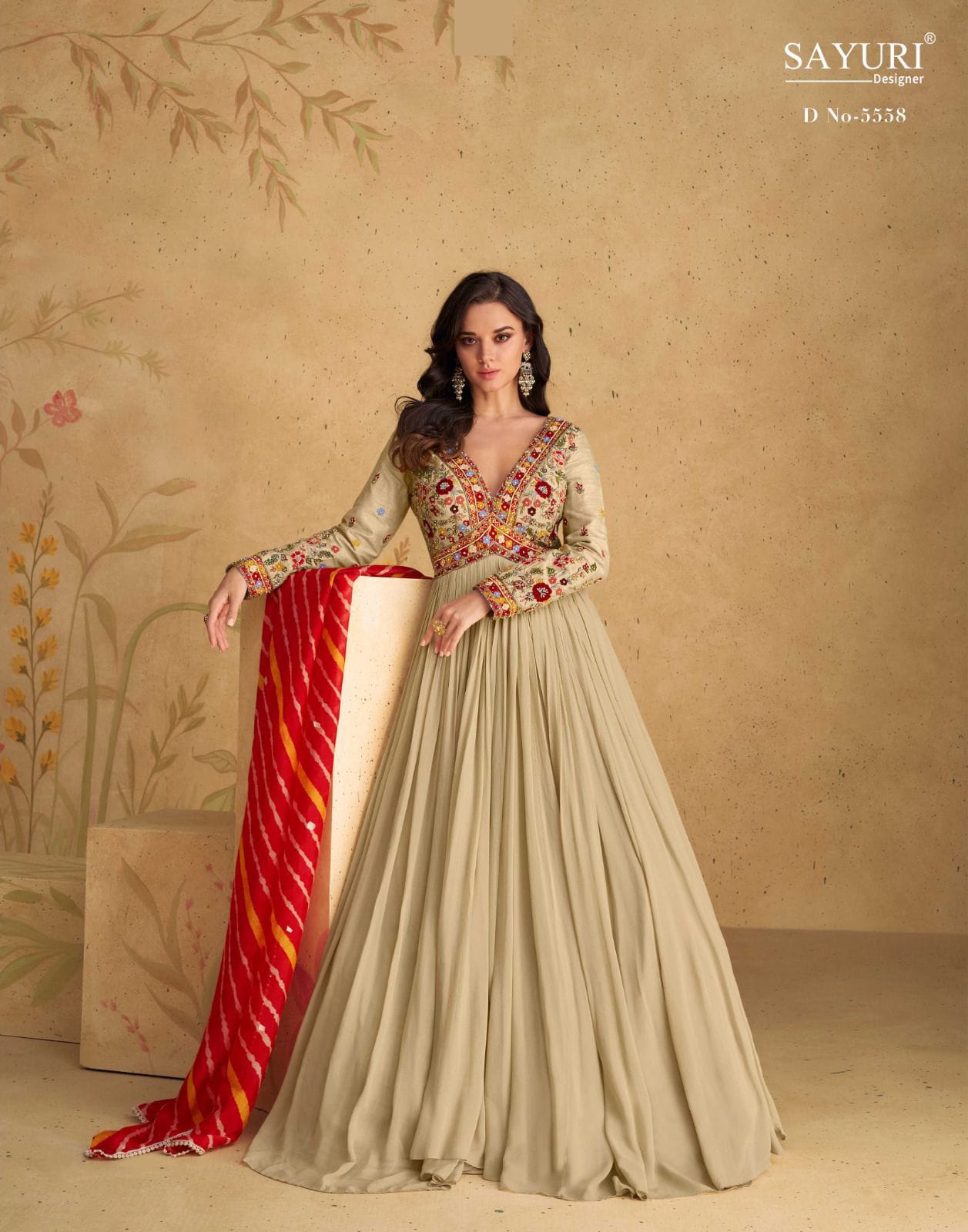 Sayuri Chinon Silk Anarkali Dress Collection