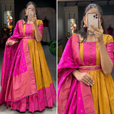 traditional function with this pleasing silk gown