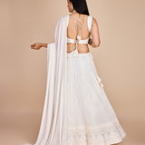 White Threads and Sequance Work Lehenga