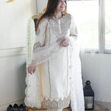 White Heavy Chinon SIlk Suit