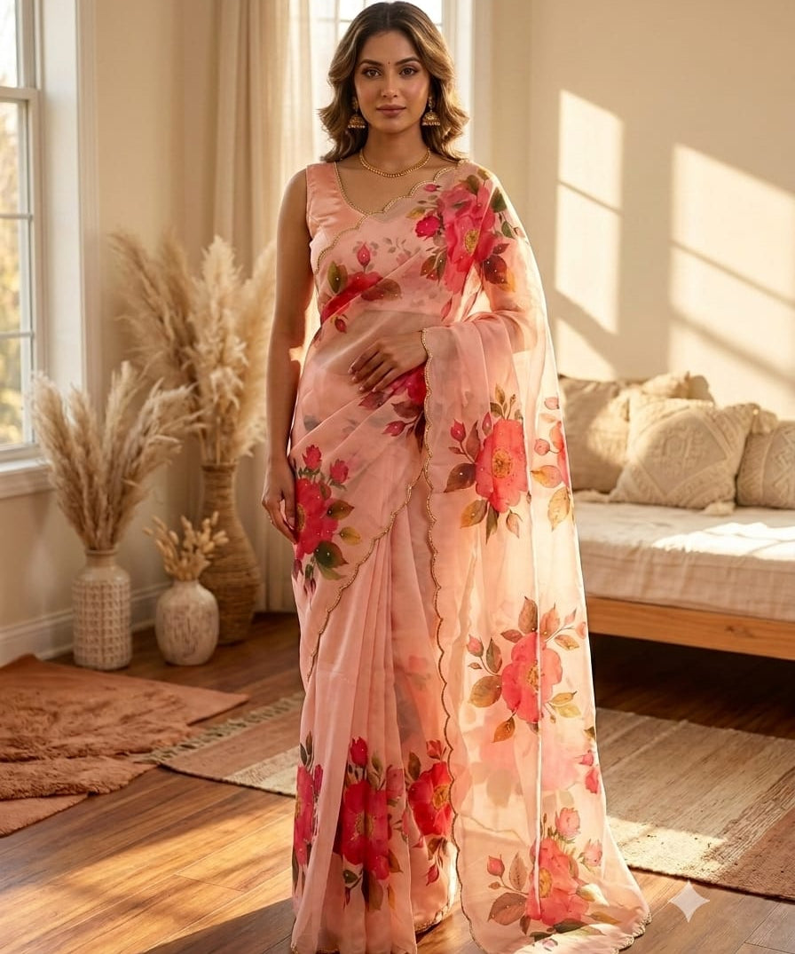 Designer Flora Print Tebby Saree