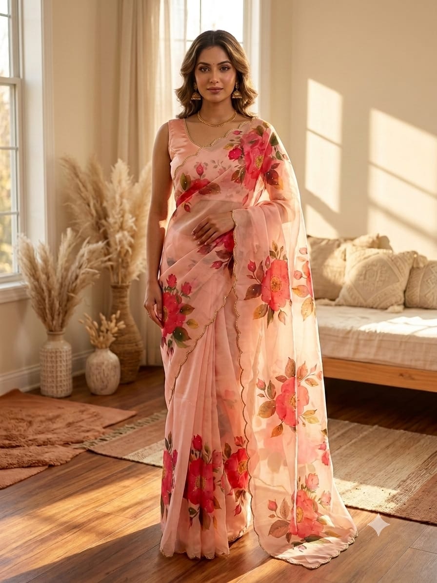 Designer Flora Print Tebby Saree
