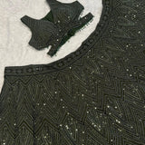 Dreamy Olive Wedding Silk Lehenga