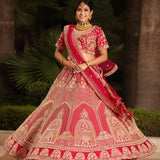 Attractive Party Wear ed Colour Embroidered Silk Lehenga choli