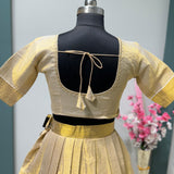 Traditional Gold Half Lehenga Saree