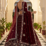 Luxury Bridal Velvet Embroidered Lehenga