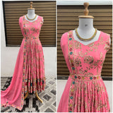 Presenting New Faux Georgette New Naira Cut Gown