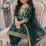 Royal Green Kids Silk Top Plazzo