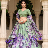 Floral Printed Silk Lehenga Choli