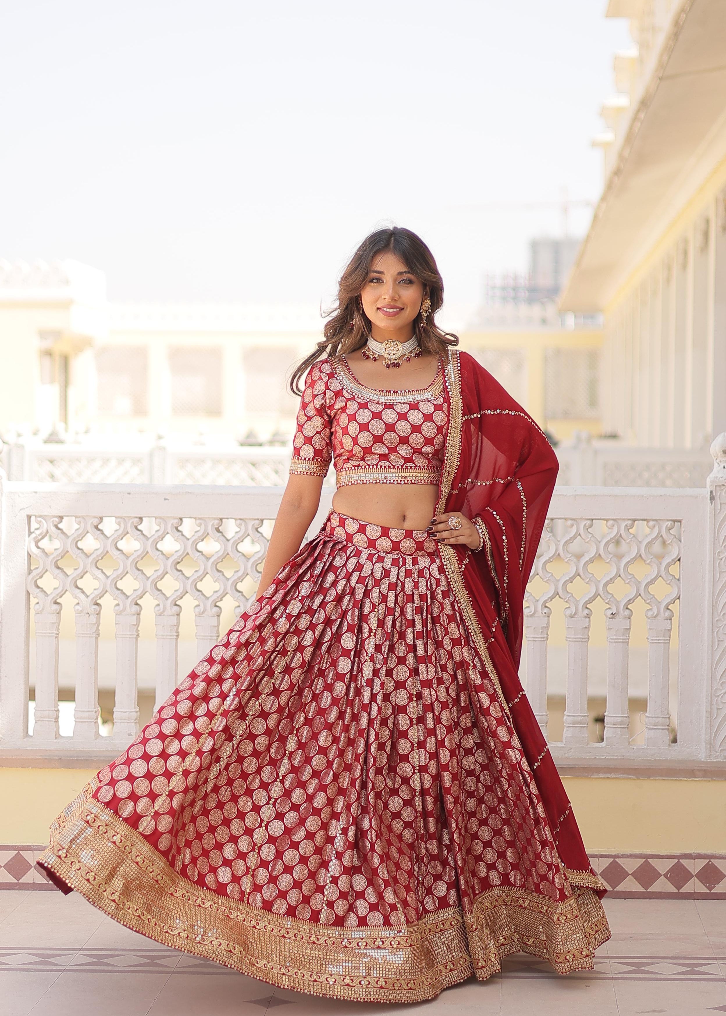 Designer Pure Viscose Jacquard fabric Lehenga