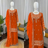 Orange Elegant Embroidered Top Plazoo