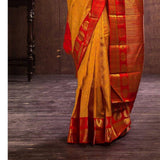 Golden Yellow Soft Lichi Silk Saree