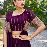 Wine Heavy Wedding Koti Lehenga
