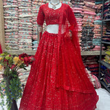 Exclusive Gorgette Silk With Heavy Embroidery Lehenga