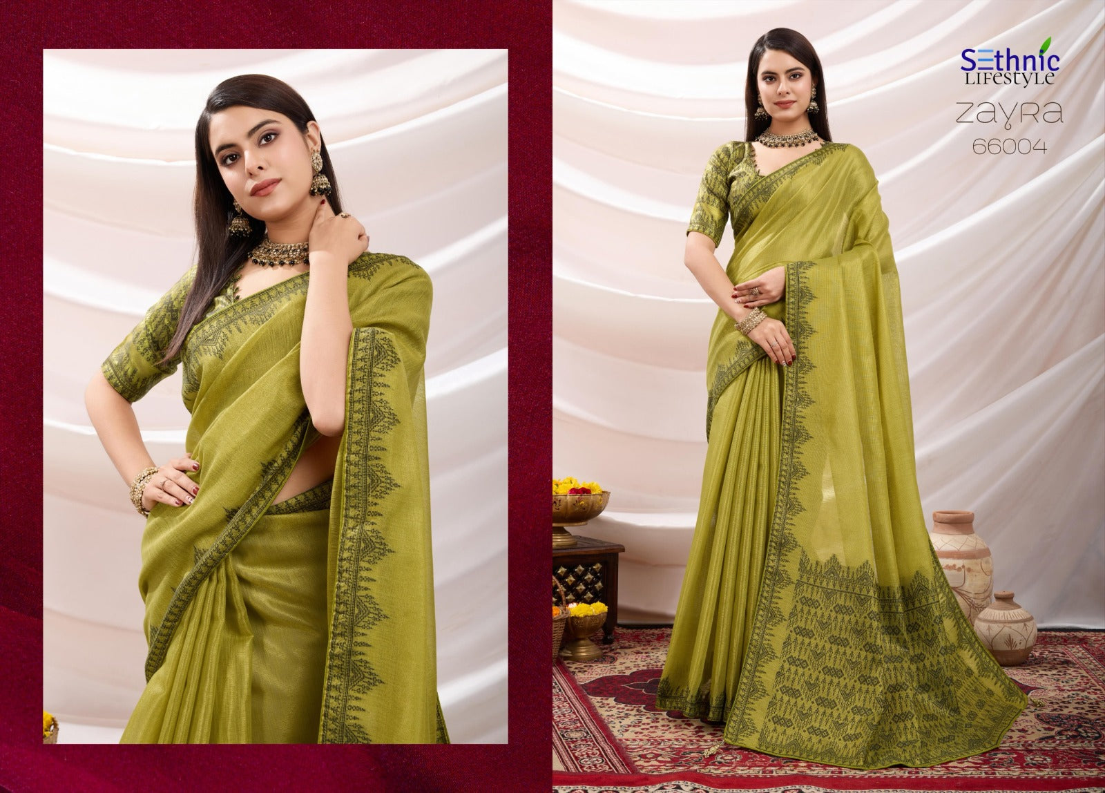 Zayra Ethnic Linen Tissue Saree