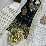 Black Pakistani Silk Top Plazzo