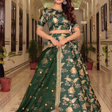 Green Designer Embroidered Lehenga
